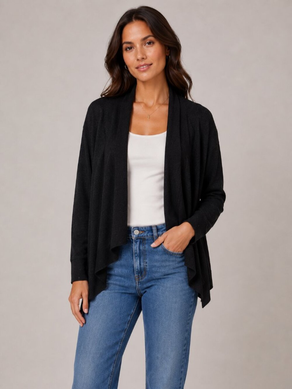 All Saints Novara Wool Open Front Cardigan Sweater in Black Size XS